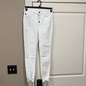 KanCan White High-Rise Button-Fly Skinny Jeans